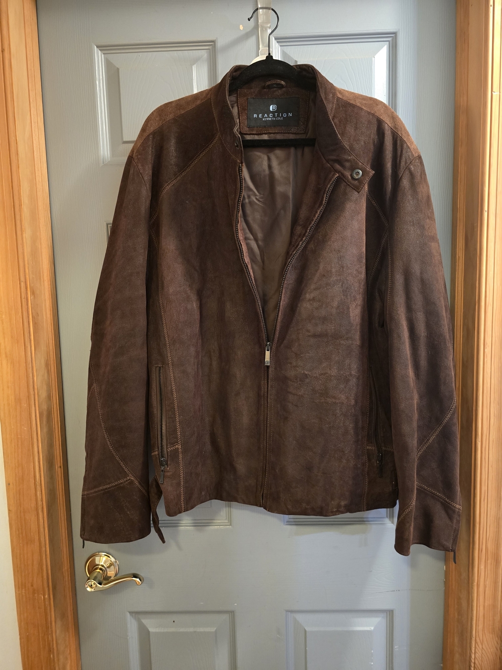 Kenneth Cole Reaction Brown Suede Bomber Jacket
